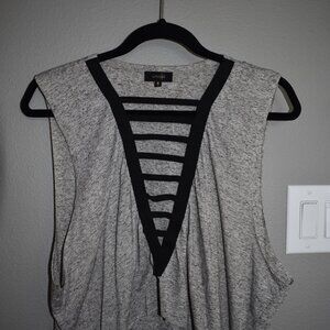 Ontwelfth Gray Muscle Tank, S, Gray and Black